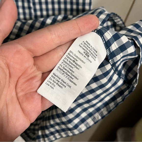 Universal Standard x J. Crew Gingham Drop Waist Dress Blue White Small M2 - Picture 5 of 9